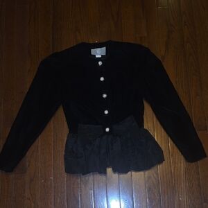 CI New York Paris  Black Velvet Jacket with Embellished Button